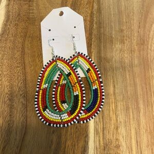 Red and Orange Crescent Inlay Earrings